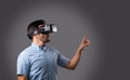 Bearded guy in virtual reality Royalty Free Stock Photo