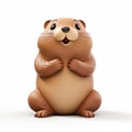 Cute Clay-drawn Groundhog With Folded Arms - 8k 3d Style