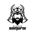 Bearded samurai logo black and white