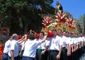 Bearers carrying carnival float, Marbella.