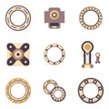 Bearings flat color icons