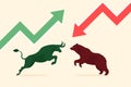 bearish and bullish market trend. Royalty Free Stock Photo