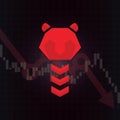 Bearish symbols on stock market vector. Fund, forex or commodity price charts, on abstract background. Symbol of the red bear with Royalty Free Stock Photo
