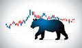 bearish trend, chart. Bear Market. Bear and Falling Stock Chart on white background