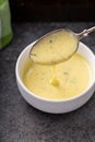 Bearnaise sauce in a small bowl