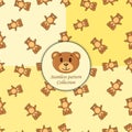 Bears brown set of seamless pattern different colors