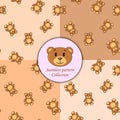 Bears brown set of seamless pattern different colors