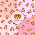 Bears brown set of seamless pattern different colors