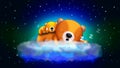 Bears cartoon sleeping on cloud, best loop video screen background for lullaby to put a baby to sleep, calming relaxing