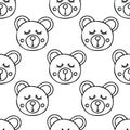 Bears with closed eyes hand drawn doodle style seamless pattern. decor children`s textiles, wrapping paper, baby shower