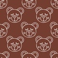 Bears with closed eyes hand drawn doodle style seamless pattern. decor children`s textiles, wrapping paper, baby shower