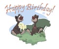 Bears happy birthday postcard