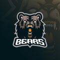 Bears mascot logo design vector with modern illustration concept style for badge, emblem and t shirt printing. Bear head Royalty Free Stock Photo