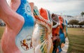 Bears Statue including colourful painted with flag