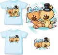 Bears in wedding dress sitting - shirt vector