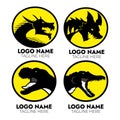 Beast and dinosaurs logo set