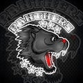 Beast face from the side view with bared teeth. Logo for any sport team panther