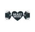beast mode love gym weight lift barbel vector logo design