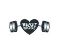 beast mode love gym weight lift barbel vector logo design