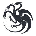 Beast sketch silhouette or tattoo icon of fantasy character with wings vector Royalty Free Stock Photo