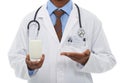 Beat osteoporosis with a glass a day. Cropped view of a doctor endorsing a glass of fresh milk.