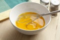 Beaten egg yolks with whisk