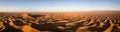 Aerial panorama in Sahara desert at sunrise Royalty Free Stock Photo