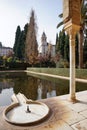 Beatiful architecture of Portico and the reflection in the pool