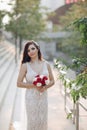 Elegant bride in a city