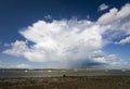 Beatiful deep sky with one oncoming huge cloud. Ireland