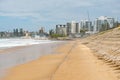 Beatiful empty urban beach in Sydney, Australia. Concrete basement exposed at North Cronulla after the storm Royalty Free Stock Photo