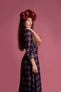 beatiful girl with a wreath in studio Royalty Free Stock Photo