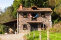 Beatiful house with flags near Paladin, Asturias, Spain