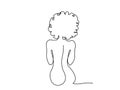 Beatiful naked Woman sitting back. One line drawing