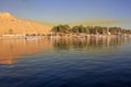 Beatiful paisage of boats at the coast of Nile river