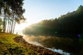 Pang Oung Lake And Pine Forest With Sunrise In Mae Hong Son , Thailand