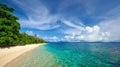 Beatiful panoramic view of tropical beach on background the islands Royalty Free Stock Photo