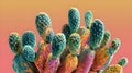 Neon cactus art with blue and bright colors for creative design projects Royalty Free Stock Photo