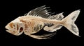 Detailed side view of a fish skeleton on a white background Royalty Free Stock Photo