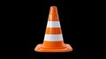 Orange and white traffic cone with reflective stripes on a white background Royalty Free Stock Photo