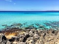 Beatiful Sunny Beach day in Formentera Spain. Royalty Free Stock Photo