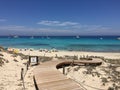 Beatiful Sunny Beach day in Formentera Spain. Royalty Free Stock Photo