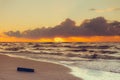 Beatiful sunset with clouds over sea and beach Royalty Free Stock Photo