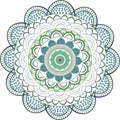 Beatiful vector of blue and green floral   design colorful mandala with white background pink green.Fantastic decoration Royalty Free Stock Photo