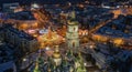 Beatiful view of Christmas on Sophia Square in Kyiv, Ukraine. Main Kyiv's New Year tree and Saint Sophia Cathedral on Royalty Free Stock Photo