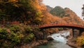 Beatiful View at Shinkyo Bridge, Nikko, Japan during Autumn