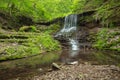 Beatiful waterfall in spring forest. Carpathian, Ukraine.