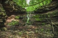 Beatiful waterfall in spring forest. Carpathian, Ukraine.