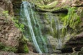 Beatiful waterfall in spring forest. Carpathian, Ukraine.