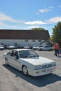 Beatiful white old timer,, legendary at a car show in oudenburg, Belgium Royalty Free Stock Photo